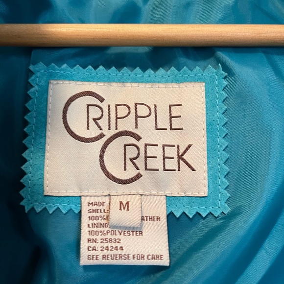 Vintage Suede Fringe Western Style Jacket, Turquoise with Beading Boho - Picture 8 of 11